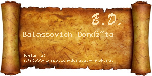 Balassovich Donáta névjegykártya